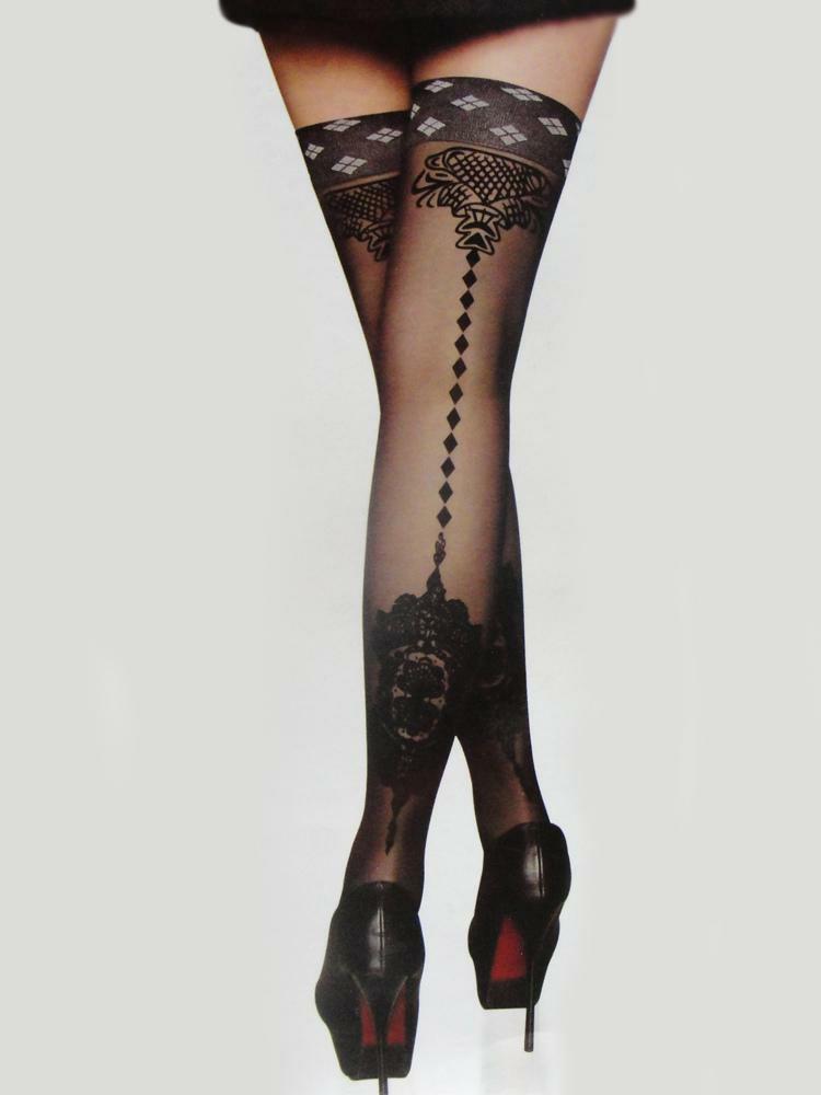 Lingerie |   Fashionable Black Lace Sheer Thigh-High Clothing Lingerie