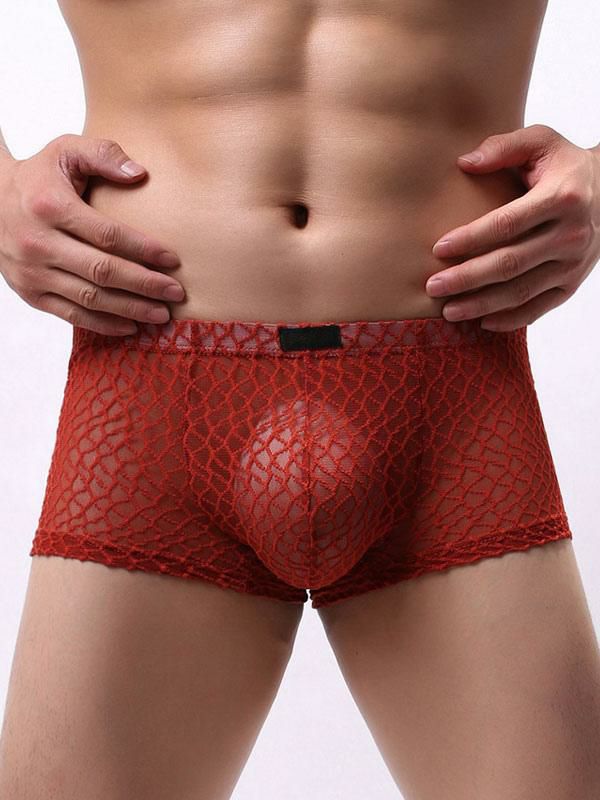 Lingerie |   Sexy Panties For Men Orange Boxer Semi-Sheer Men Lingerie Clothing Lingerie