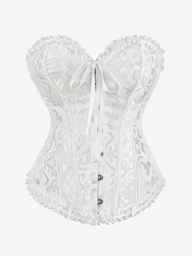 Lingerie |   White Bridal Lingerie Corsets Jacquard Wedding Over Bust Waist Trainer Clothing Lingerie