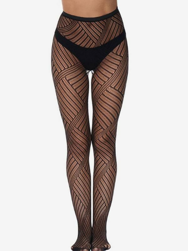 Lingerie |   Women Hosiery Black Geometric Lingerie Clothing Lingerie