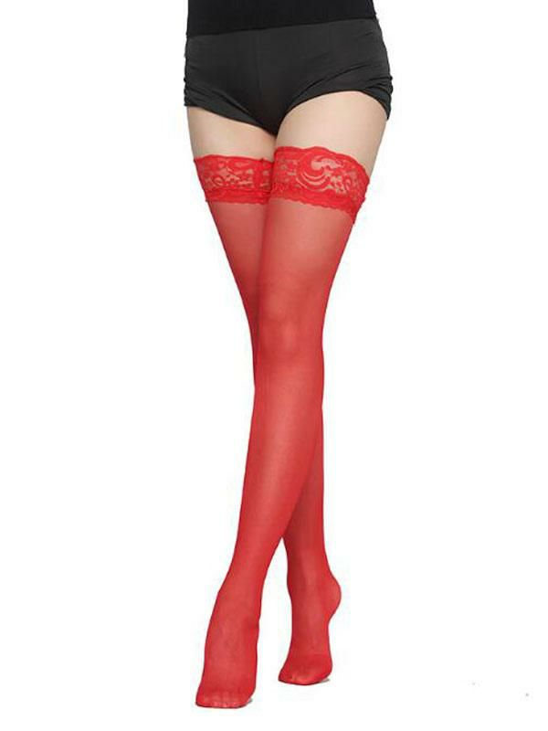 Lingerie |   Women Sexy Socks Red Nylon Lace Hosiery Lingerie Clothing Lingerie