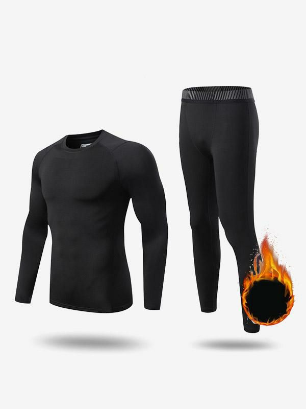 Men’s Clothing |   2-Piece Thermal Training Sportswear Set Black Clothing Men's Clothing