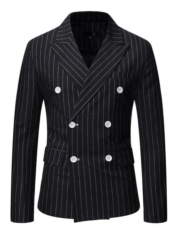 Men’s Clothing |   Blazers & Jackets Casual Suits Stripes Business Casual Grey Black Cool Casual Suits For Man Clothing Men's Clothing