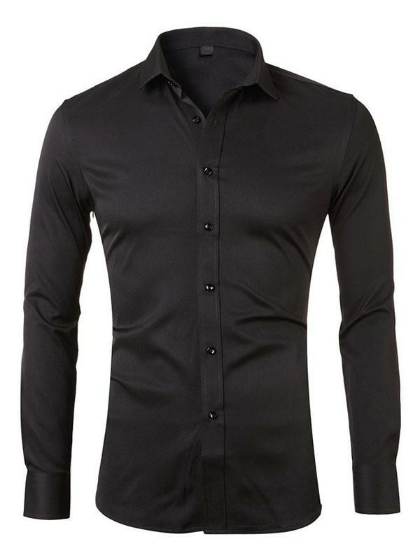 Men’s Clothing |   Casual Shirt For Man Turndown Collar Casual Removable White Shirts Clothing Men's Clothing