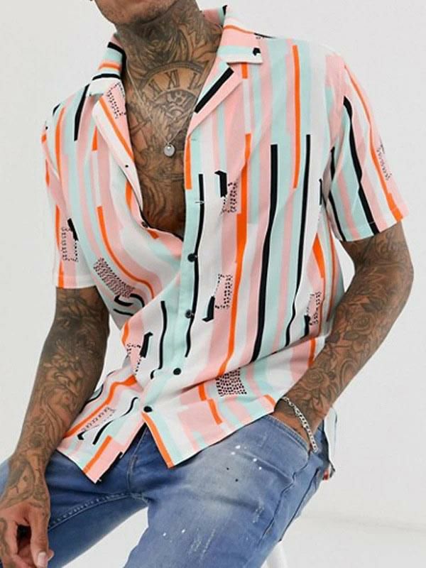 Men’s Clothing |   Casual Shirt For Men Chic Printed Pink Shirts Clothing Men's Clothing