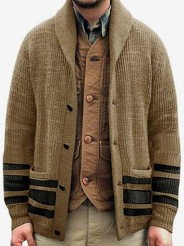 Men’s Clothing |   Clothing Cardigan For Men Sweaters Cardigans Chic Long Sleeves Khaki Khaki Unique Clothing Men's Clothing