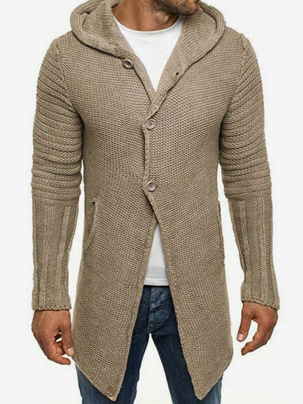 Men’s Clothing |   Clothing Cardigan For Men Sweaters Cardigans Lounge Long Sleeves Khaki Gray Comfy Clothing Men's Clothing