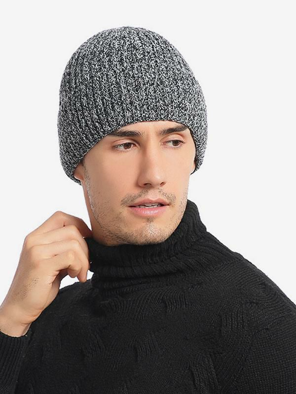 Men’s Clothing |   Deep Gray Hats For Men Lovely Acrylic Fiber Winter Warm Knitted Hats Clothing Men's Clothing