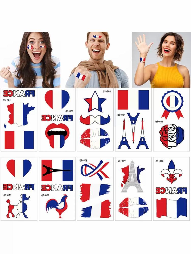 Men’s Clothing |   France Flag Tattoo Waterproof Face Sticker Clothing Men's Clothing