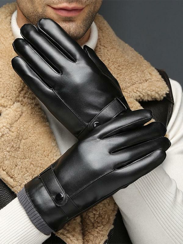 Men’s Clothing |   Gloves For Man Pu Leather Winter Warm Waterproof Gloves Clothing Men's Clothing