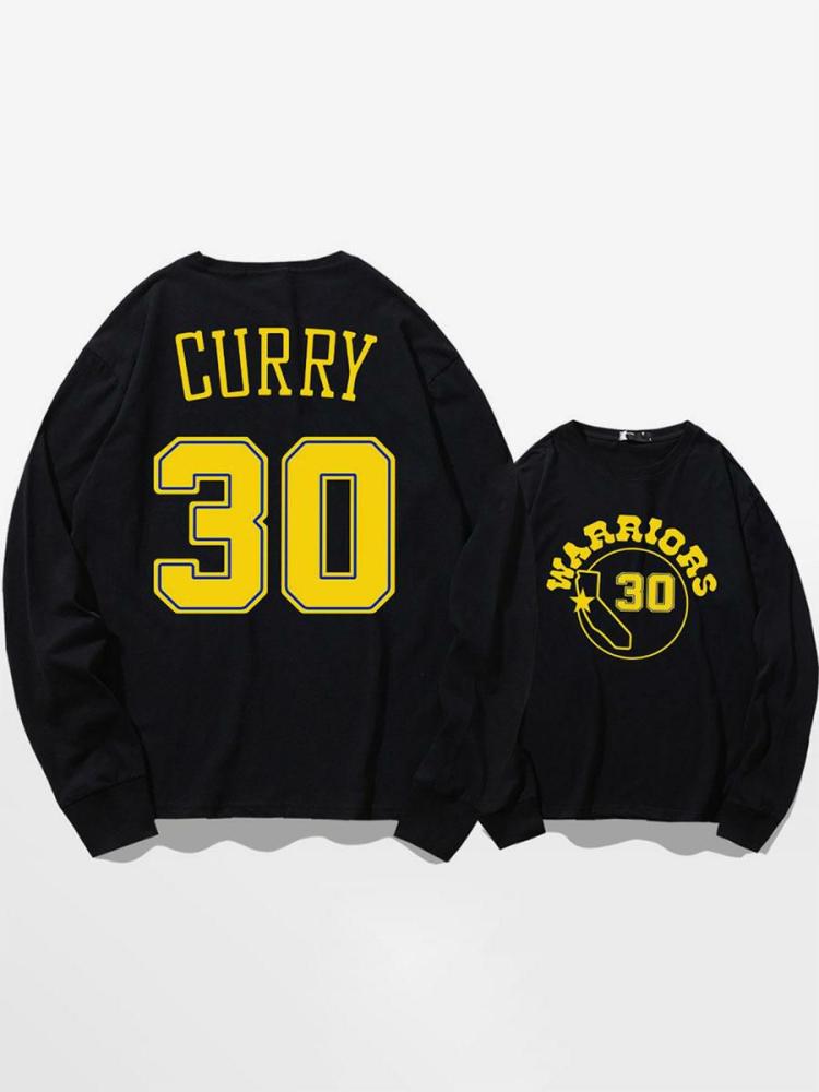 Men’s Clothing |   Golden State Warriors Curry No. 30 Long Sleeve T-shirts Clothing Men's Clothing