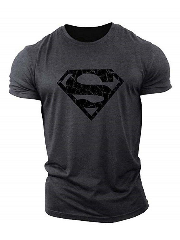 Men’s Clothing |   Grey Printed Short Sleeve Casual T Shirts Clothing Men's Clothing