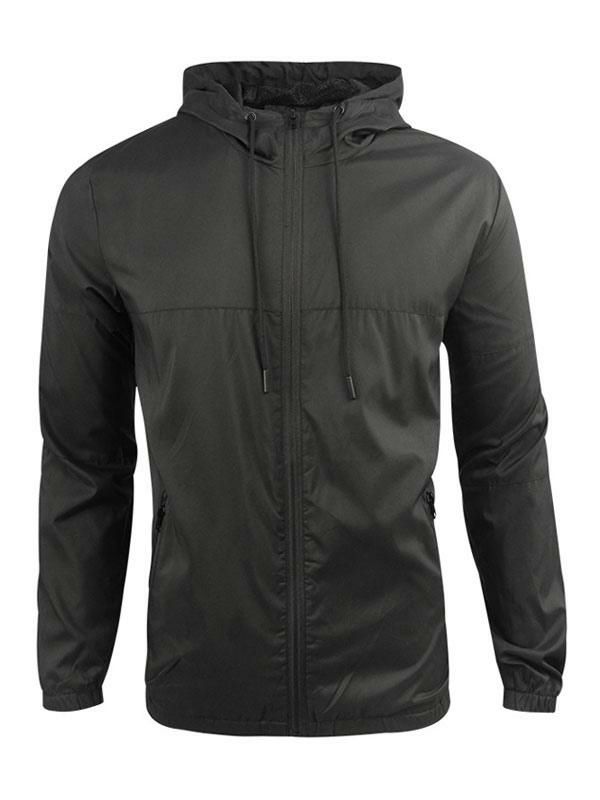 Men’s Clothing |   Jacket Hooded Zipper Polyester Fashionable Black Jacket Clothing Men's Clothing