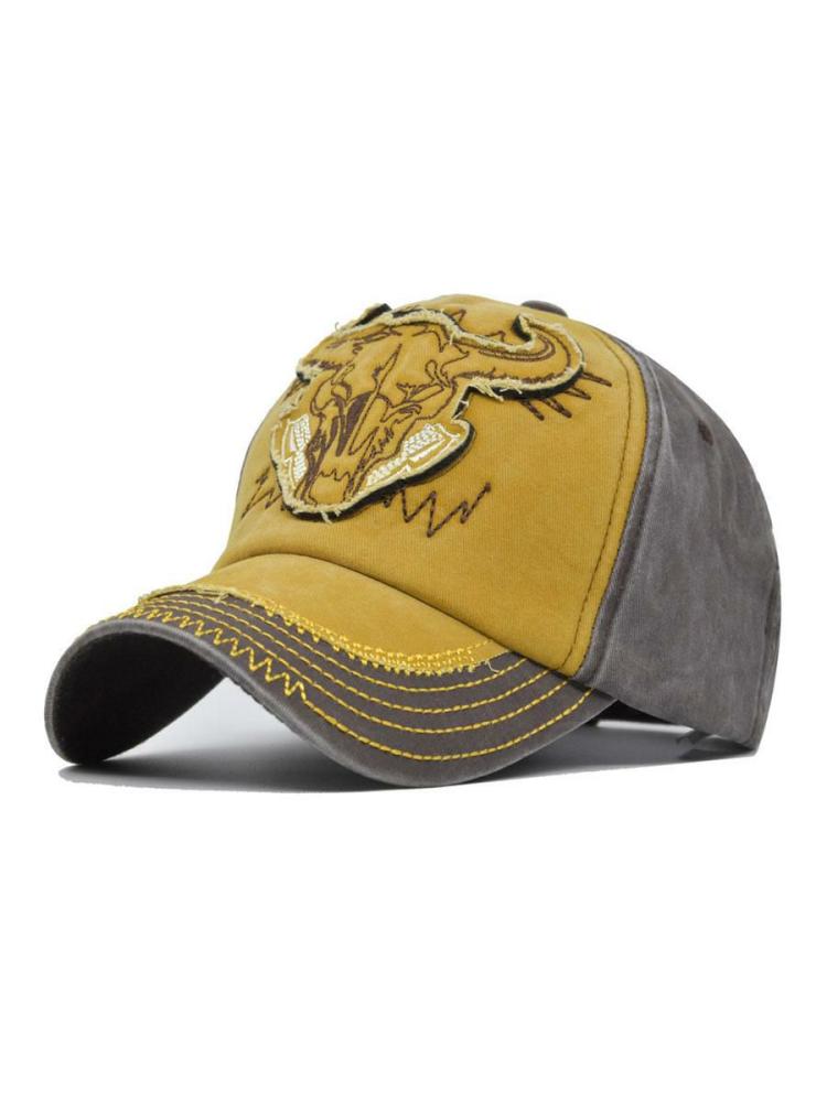 Men’s Clothing |   Man Cap Casual Animal Print Embroidered Polyester Yellow Hats Clothing Men's Clothing