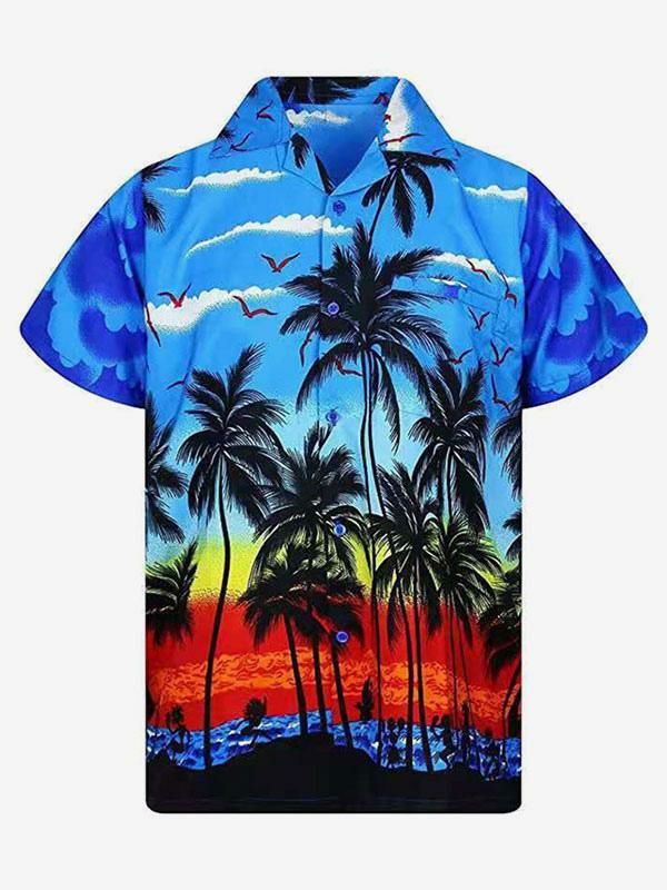 Men’s Clothing |   Man’s Casual Shirt Comfy Printed Blue Shirts Clothing Men's Clothing