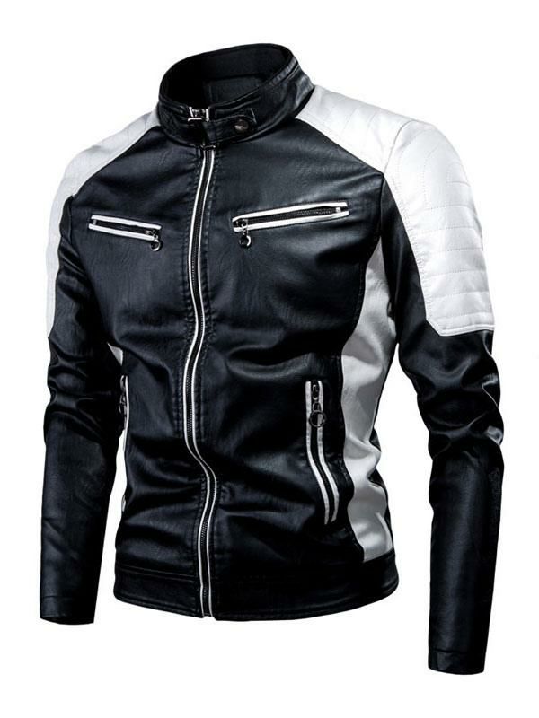 Men’s Clothing |   Men Leather Jackets PU Leather Windbreaker Black Stylish Cool Winter Coats Clothing Men's Clothing