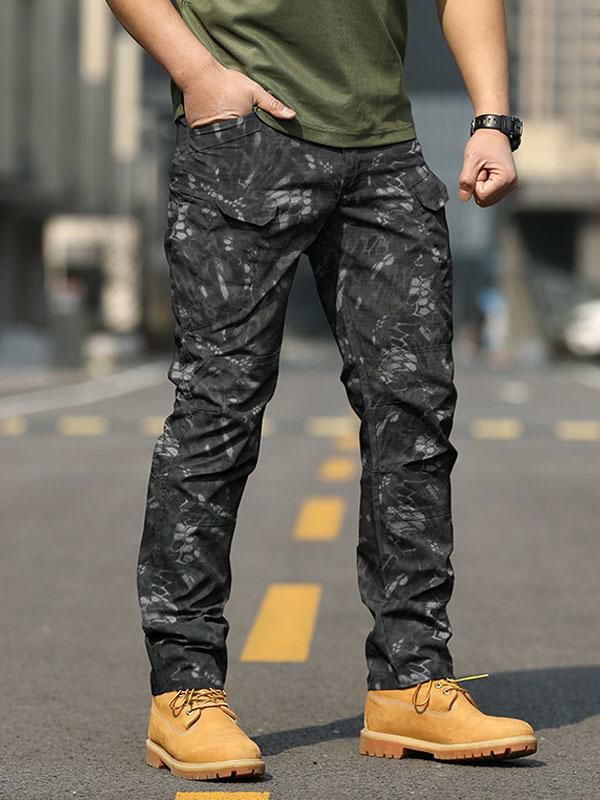 Men’s Clothing |   Men Trousers Casual Camouflage Natural Waist Straight Cargo Pant Black Pants Clothing Men's Clothing