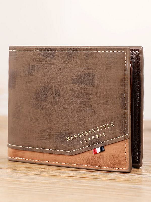 Men’s Clothing |   Men Wallet Brown Nylon Letter Print PU Leather Wallet Clothing Men's Clothing