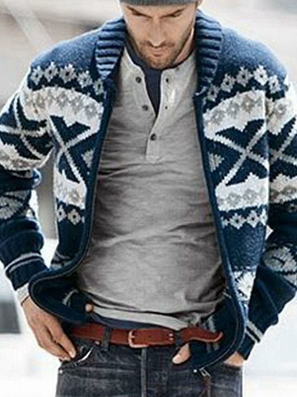 Men’s Clothing |   Men’s Clothing Cardigan For Men Men’s Sweaters Men’s Cardigans Casual Geometric Long Sleeves Unique Blue Blue Clothing Men's Clothing