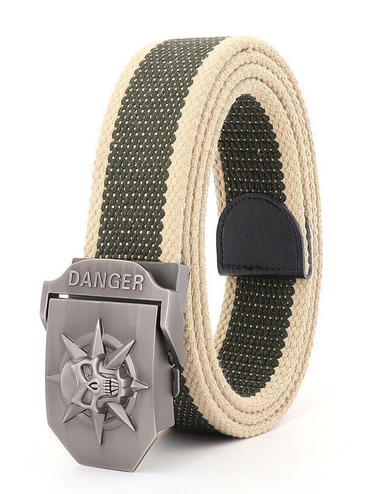 Men’s Clothing |   Stylish Belt For Men Skull Pattern Two-Tone Polyester Hunter Green Belt Clothing Men's Clothing