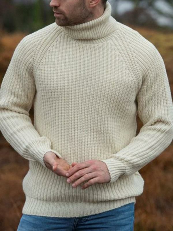 Men’s Clothing |   Sweaters Pullover Knitwear High Collar Winter Ecru White Ecru White Clothing Men's Clothing