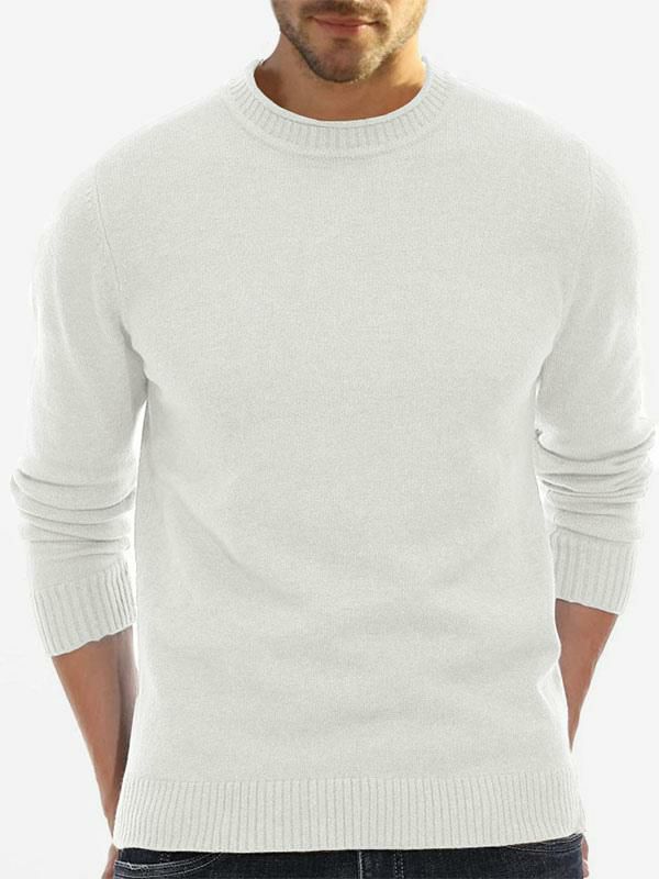 Men’s Clothing |   Sweaters Pullover Knitwear Jewel Neck Fall White Khaki Clothing Men's Clothing