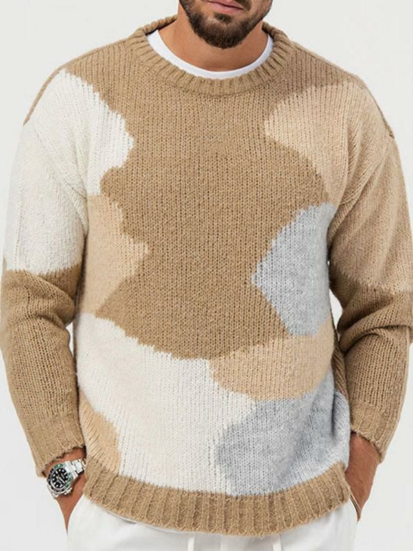 Men’s Clothing |   Sweaters Pullover Knitwear Jewel Neck Spring Khaki Khaki Clothing Men's Clothing