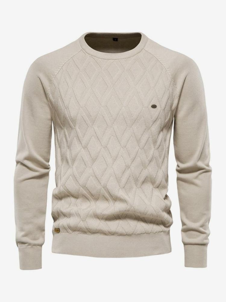 Men’s Clothing |   Sweaters Pullover Knitwear Jewel Neck Spring Khaki Khaki Clothing Men's Clothing