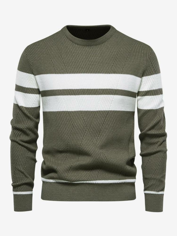 Men’s Clothing |   Sweaters Pullover Knitwear Jewel Neck Stripes Winter Black Blue Clothing Men's Clothing