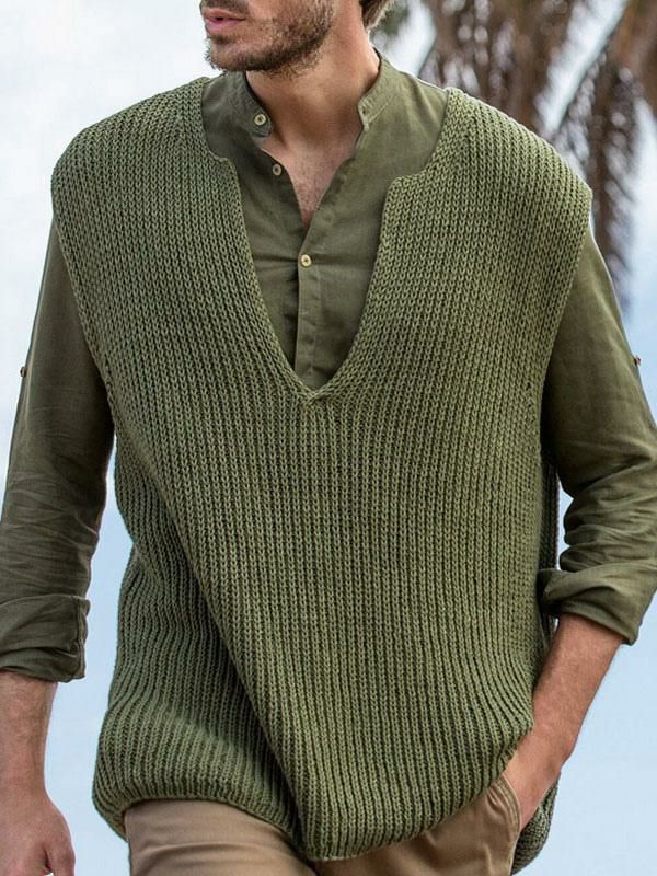 Men’s Clothing |   Sweaters Pullover Knitwear V-Neck Fall Green Green Clothing Men's Clothing