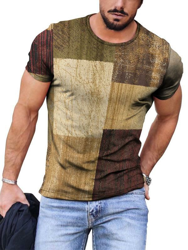 Men’s Clothing |   T-shirts Casual Jewel Neck Color Block Short Sleeves Clothing Men's Clothing