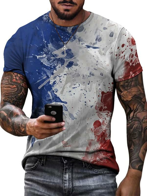 Men’s Clothing |   T-shirts Casual Jewel Neck Color Block Short Sleeves Clothing Men's Clothing