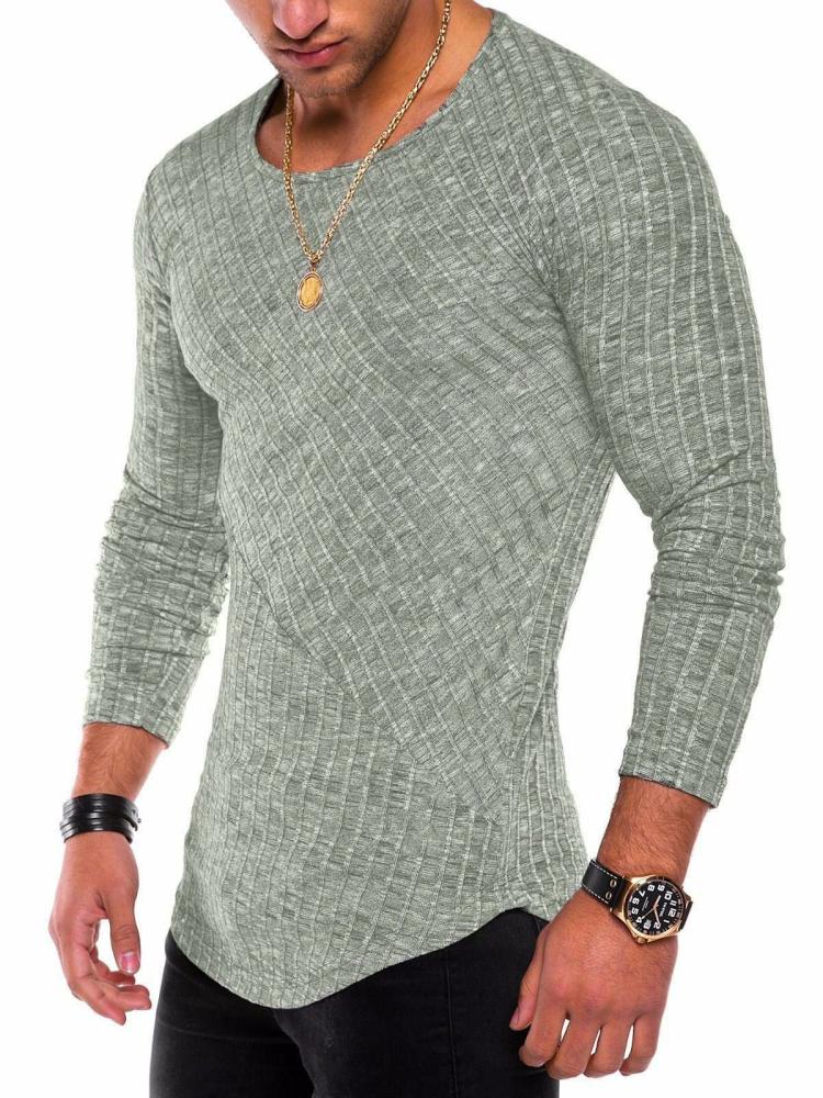 Men’s Clothing |   T-shirts Casual Jewel Neck Long Sleeves Clothing Men's Clothing