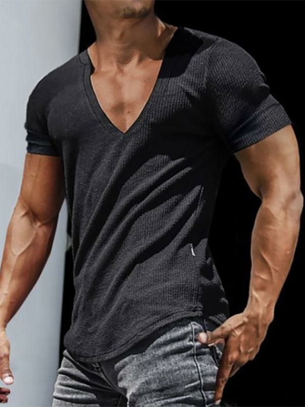 Men’s Clothing |   T-shirts Chic V-Neck Short Sleeves Clothing Men's Clothing