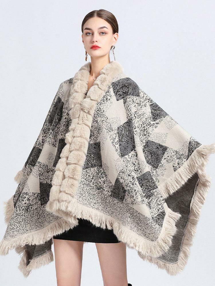 Outerwear |   Cloak Cape Faux Fur Wraps Shawl Spring Poncho Coat For Women Clothing Outerwear