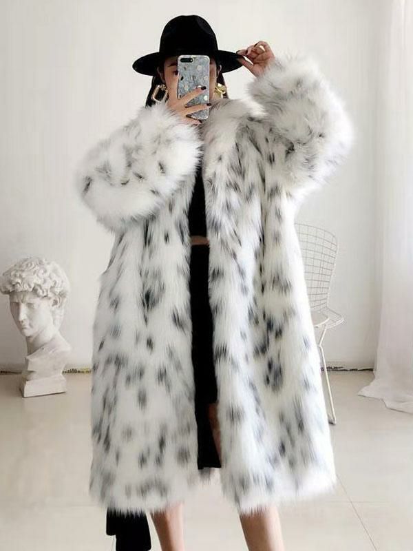 Outerwear |   Faux Fur Coat Two Tone 2024 Winter Long Outerwear For Women Clothing Outerwear