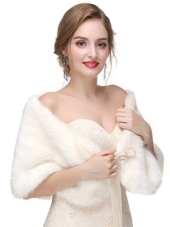 Outerwear |   Faux Fur Wedding Shawl Shrug Bridal Wrap For Winter Clothing Outerwear