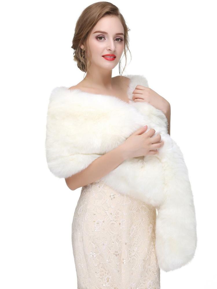 Outerwear |   Faux Fur Wedding Wrap Shawl Bridal Winter Warm Cover Ups Clothing Outerwear