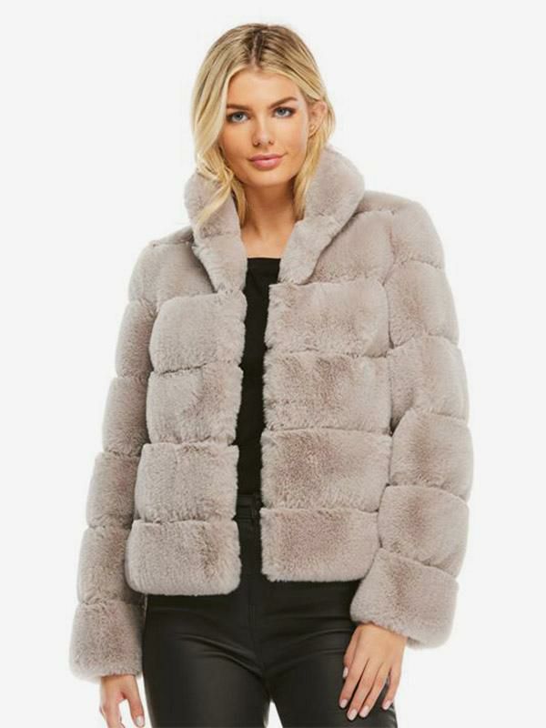 Outerwear |   Faux Fur Coats Rose Long Sleeves Women Coat Clothing Outerwear