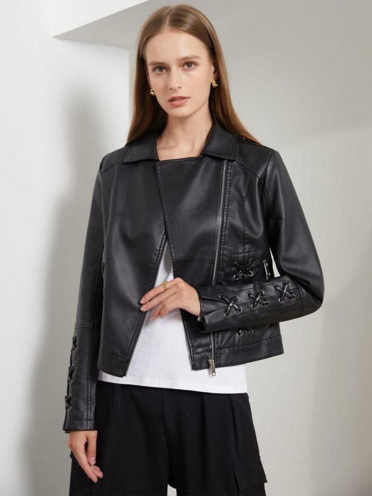 Outerwear |   Moto Jackets Spring PU Leather Short Bike Outerwear Clothing Outerwear