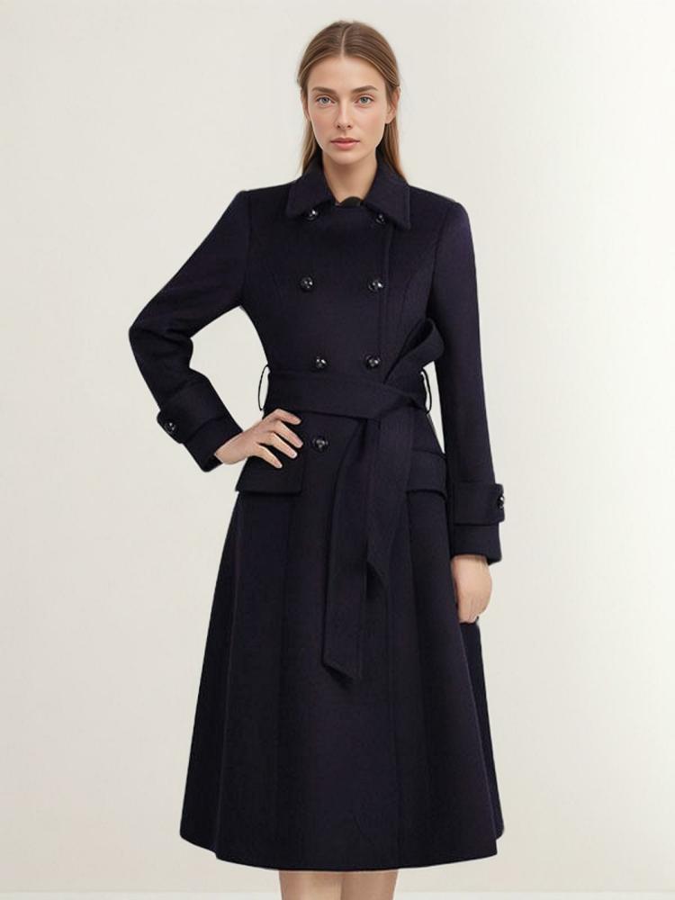 Outerwear |   Outerwear For Woman Dark Navy Sash Winter Coat 2024 Clothing Outerwear