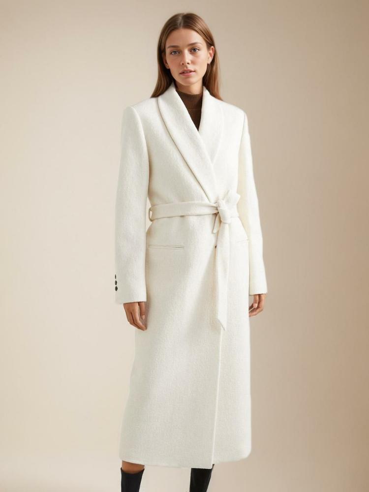 Outerwear |   Plain Outerwear For Woman Lapel Belted Classic Fall Winter Coats Clothing Outerwear