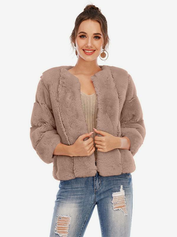 Outerwear |   Plush Faux Fur Coat Winter Short Outerwear For Women Clothing Outerwear