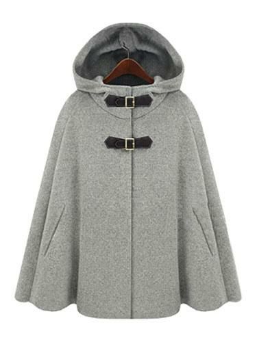 Outerwear |   Poncho Coat Hooded Oversized Grey Winter Outerwear Clothing Outerwear