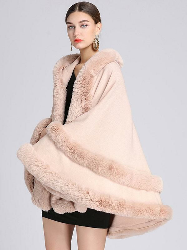 Outerwear |   Poncho Coat Oversized Faux Fur Cape Winter Outerwear 2024 Clothing Outerwear