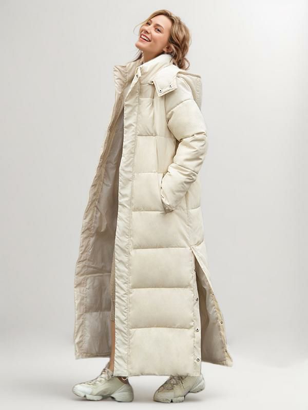 Outerwear |   Puffer Coats Ecru White Winter Long Outerwear For Women Clothing Outerwear