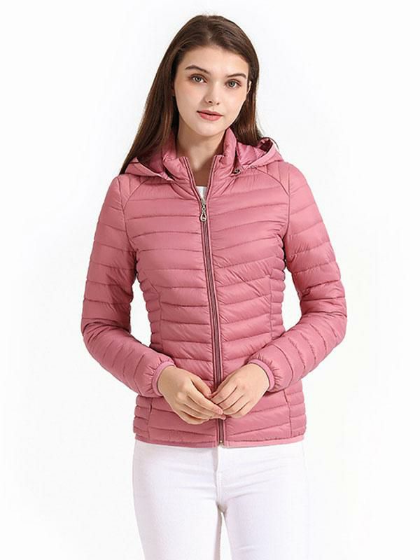 Outerwear |   Puffer Coats Pink Hooded Cotton Winter Warm Outerwear For Women Clothing Outerwear