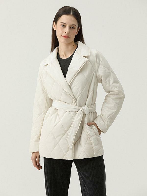 Outerwear |   Puffer Coats White Wind-Proof Belted Winter Warm Outerwear 2024 Clothing Outerwear