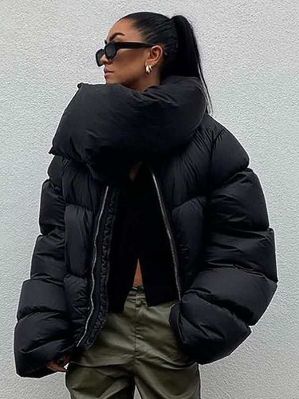 Outerwear |   Puffer Jacket Coats Black Stand Collar Winter Outerwear 2024 Clothing Outerwear