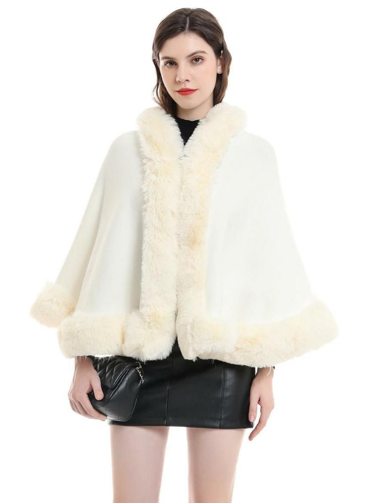 Outerwear |   Wedding Cape Faux Fur Shawl Bridal Winter Outerwear Clothing Outerwear